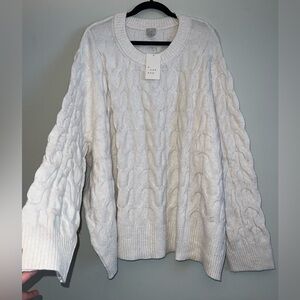 NWT A NEW DAY women’s oatmeal ivory cable knit crew neck sweater plus size 4X ✨